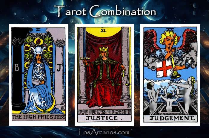 Combination THE HIGH PRIESTESS, JUSTICE and JUDGEMENT