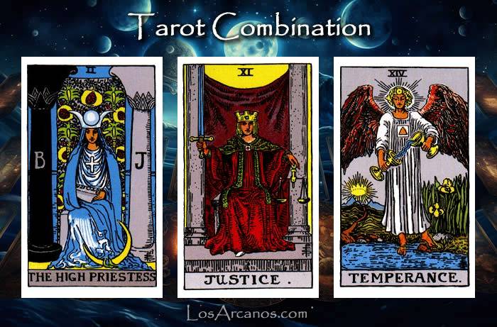 Combination THE HIGH PRIESTESS, JUSTICE and TEMPERANCE