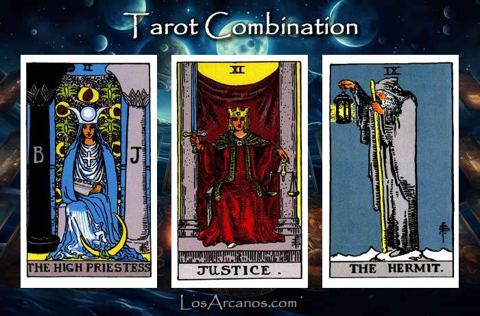 Combination THE HIGH PRIESTESS, JUSTICE and THE HERMIT