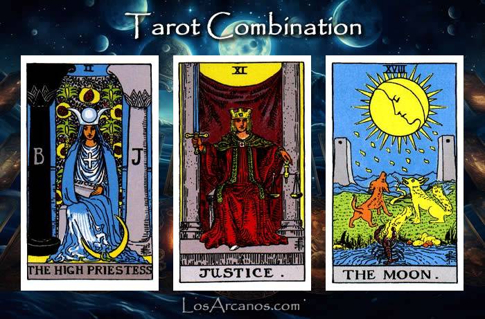 Combination THE HIGH PRIESTESS, JUSTICE and THE MOON