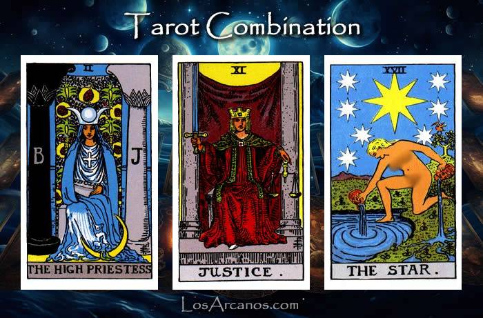 Combination THE HIGH PRIESTESS, JUSTICE and THE STAR