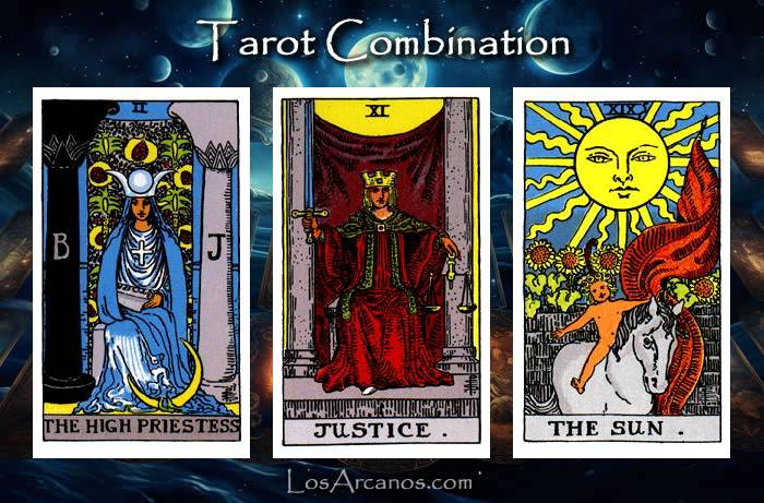 Combination THE HIGH PRIESTESS, JUSTICE and THE SUN