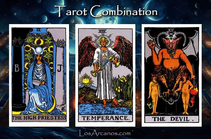 Combination THE HIGH PRIESTESS, TEMPERANCE and THE DEVIL