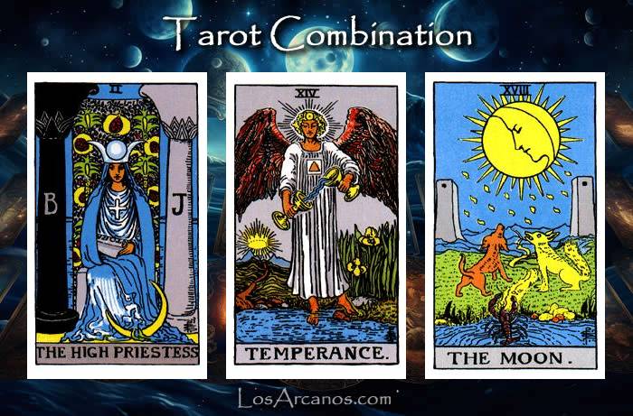 Combination THE HIGH PRIESTESS, TEMPERANCE and THE MOON