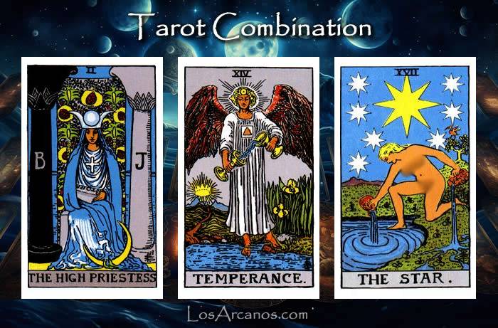 Combination THE HIGH PRIESTESS, TEMPERANCE and THE STAR