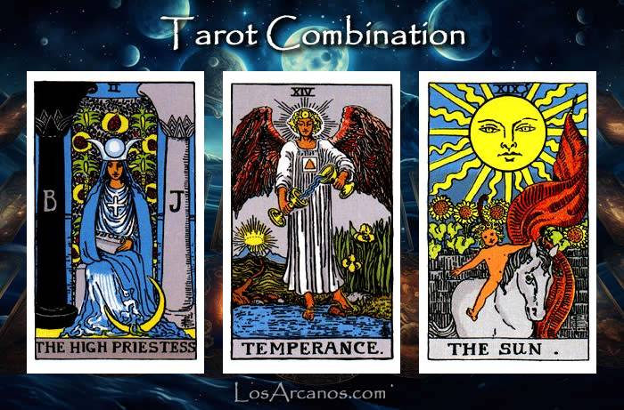 Combination THE HIGH PRIESTESS, TEMPERANCE and THE SUN