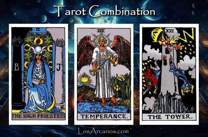 Combination THE HIGH PRIESTESS, TEMPERANCE and THE TOWER