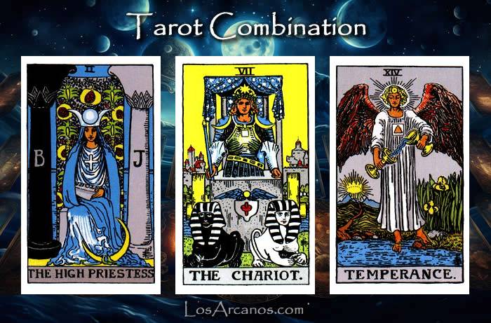 Combination THE HIGH PRIESTESS, THE CHARIOT and TEMPERANCE