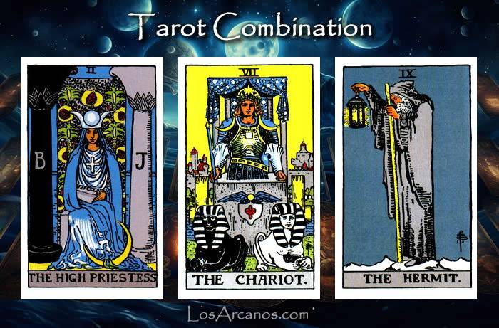 Combination THE HIGH PRIESTESS, THE CHARIOT and THE HERMIT