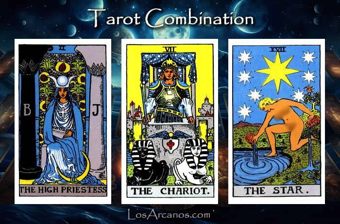 Combination THE HIGH PRIESTESS, THE CHARIOT and THE STAR