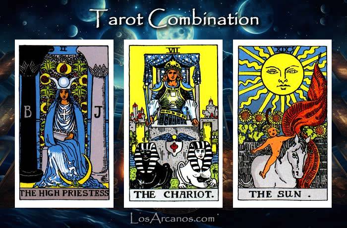 Combination THE HIGH PRIESTESS, THE CHARIOT and THE SUN