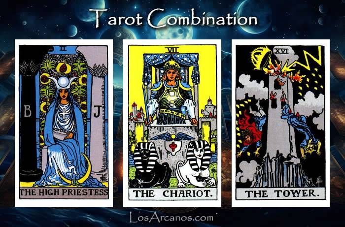 Combination THE HIGH PRIESTESS, THE CHARIOT and THE TOWER