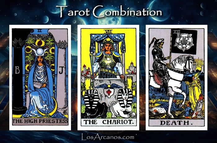 Combination THE HIGH PRIESTESS, THE CHARIOT and TRANSFORMATION