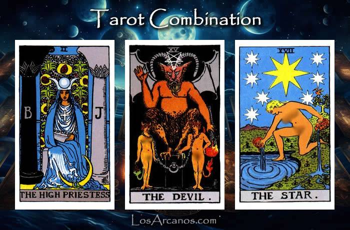 Combination THE HIGH PRIESTESS, THE DEVIL and THE STAR