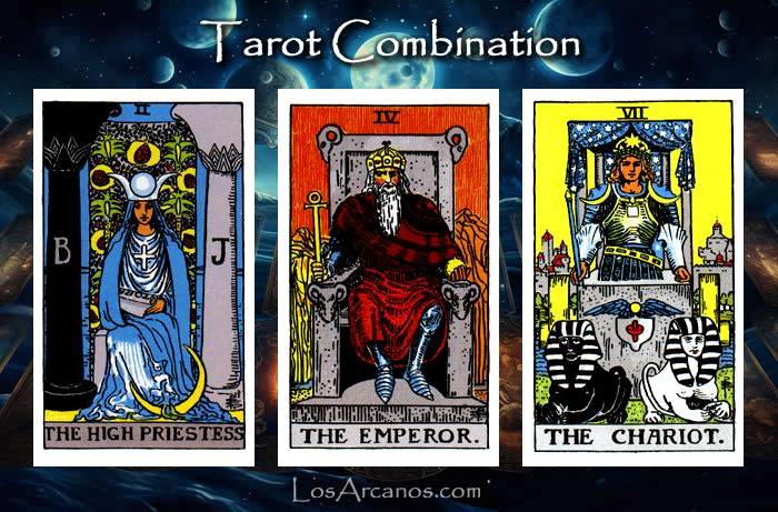 Combination THE HIGH PRIESTESS, THE EMPEROR and THE CHARIOT