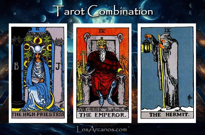 Combination THE HIGH PRIESTESS, THE EMPEROR and THE HERMIT