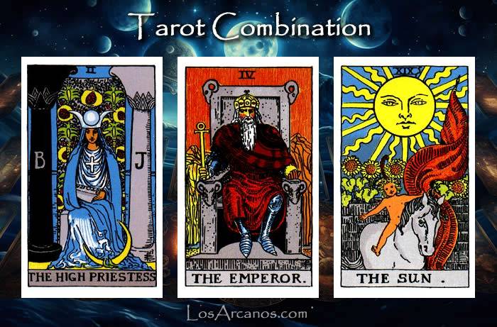 Combination THE HIGH PRIESTESS, THE EMPEROR and THE SUN