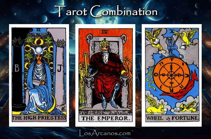 Combination THE HIGH PRIESTESS, THE EMPEROR and WHEEL OF FORTUNE