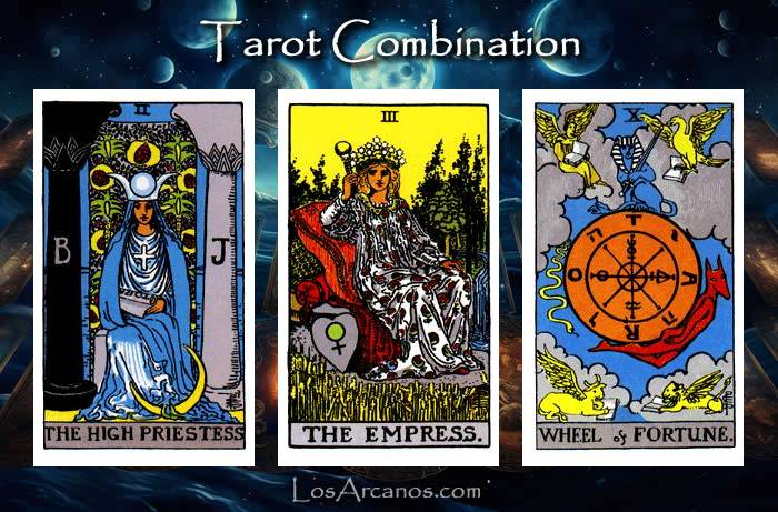 Combination THE HIGH PRIESTESS, THE EMPRESS and WHEEL OF FORTUNE