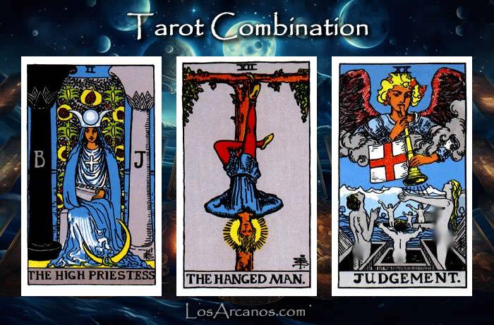 Combination THE HIGH PRIESTESS, THE HANGED MAN and JUDGEMENT