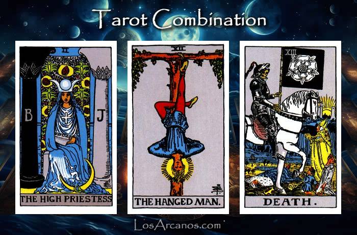 Combination THE HIGH PRIESTESS, THE HANGED MAN and TRANSFORMATION