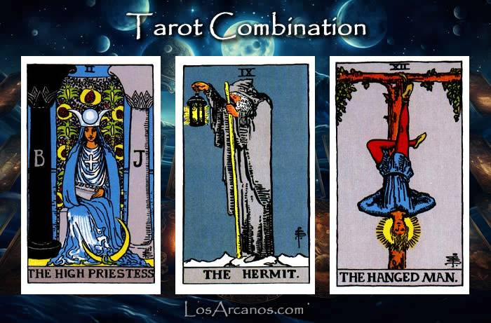 Combination THE HIGH PRIESTESS, THE HERMIT and THE HANGED MAN