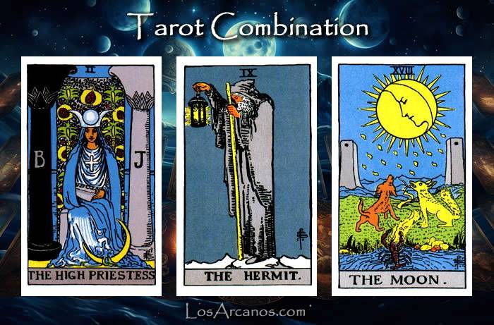 Combination THE HIGH PRIESTESS, THE HERMIT and THE MOON