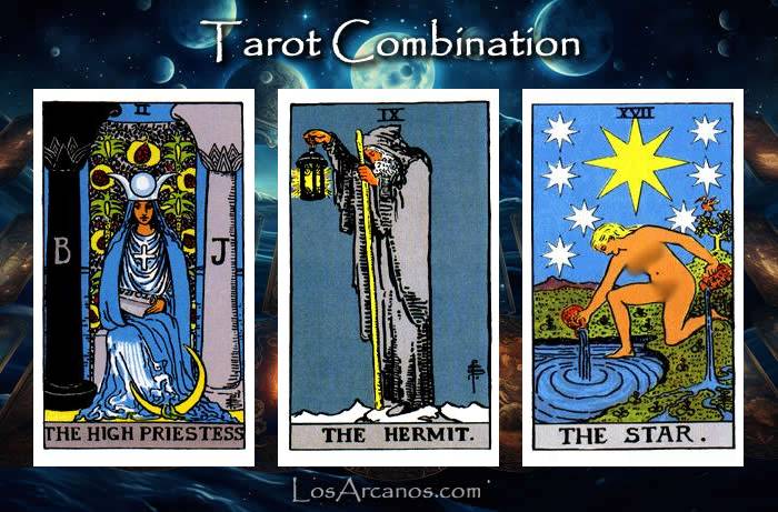 Combination THE HIGH PRIESTESS, THE HERMIT and THE STAR