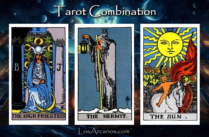 Combination THE HIGH PRIESTESS, THE HERMIT and THE SUN