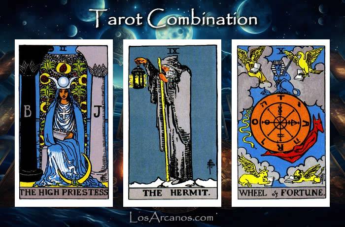 Combination THE HIGH PRIESTESS, THE HERMIT and WHEEL OF FORTUNE