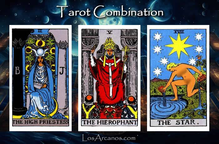 Combination THE HIGH PRIESTESS, THE HIEROPHANT and THE STAR