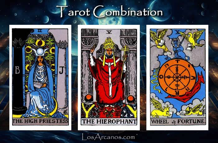 Combination THE HIGH PRIESTESS, THE HIEROPHANT and WHEEL OF FORTUNE