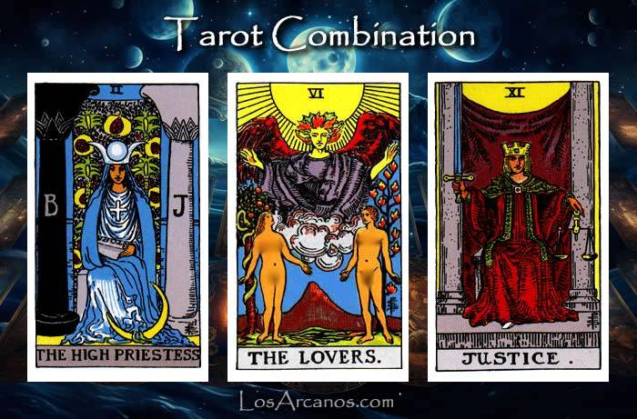 Combination THE HIGH PRIESTESS, THE LOVERS and JUSTICE