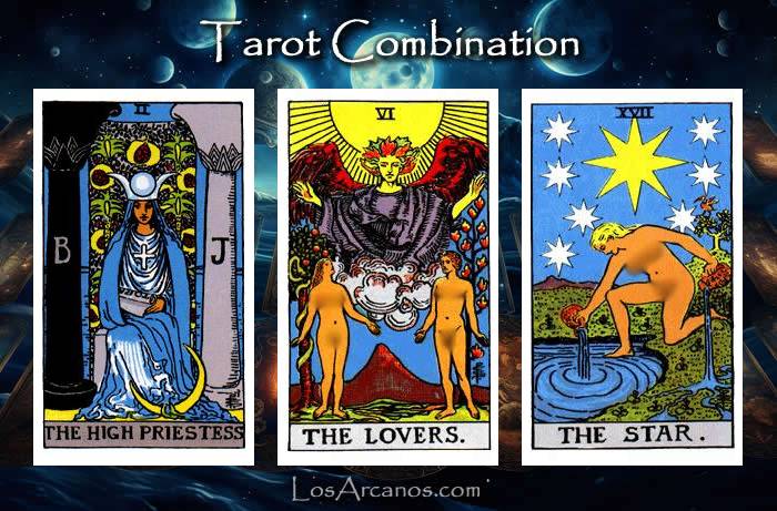 Combination THE HIGH PRIESTESS, THE LOVERS and THE STAR