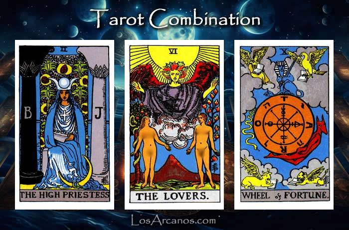 Combination THE HIGH PRIESTESS, THE LOVERS and WHEEL OF FORTUNE