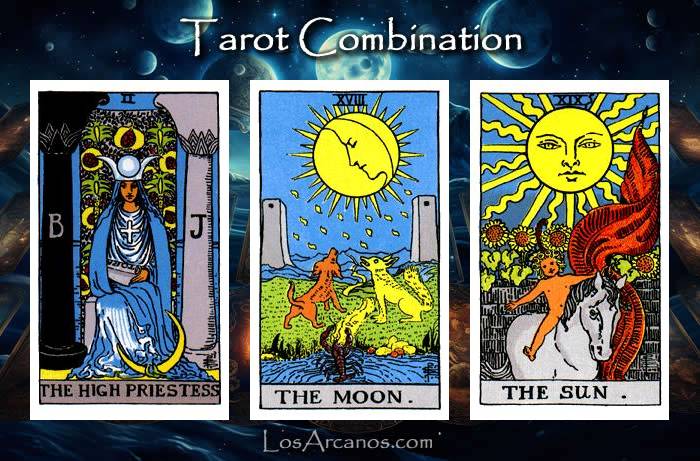 Combination THE HIGH PRIESTESS, THE MOON and THE SUN