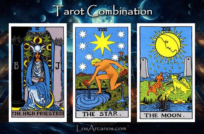 Combination THE HIGH PRIESTESS, THE STAR and THE MOON