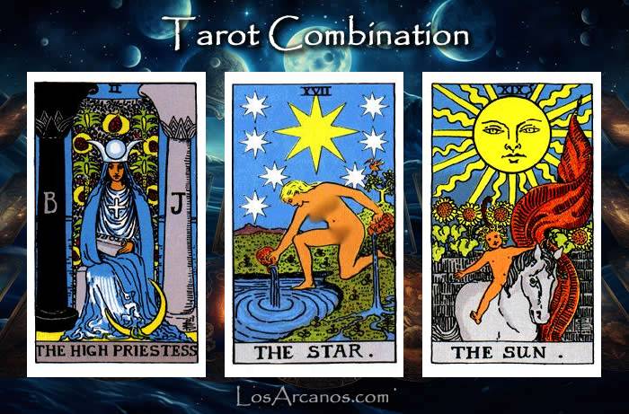 Combination THE HIGH PRIESTESS, THE STAR and THE SUN