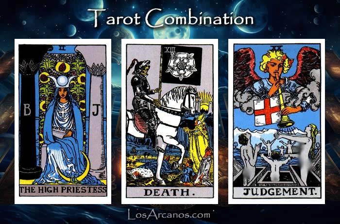 Combination THE HIGH PRIESTESS, TRANSFORMATION and JUDGEMENT