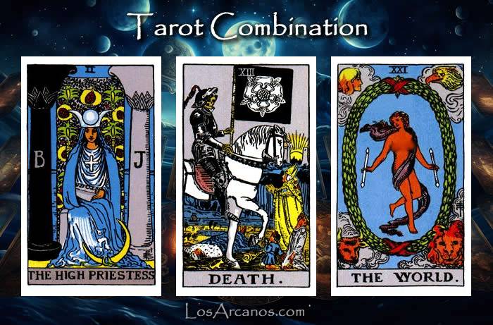 Combination THE HIGH PRIESTESS, TRANSFORMATION and THE WORLD