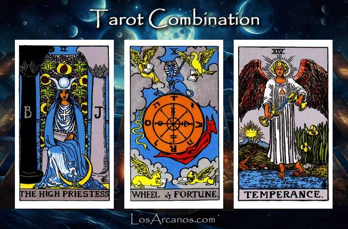 Combination THE HIGH PRIESTESS, WHEEL OF FORTUNE and TEMPERANCE