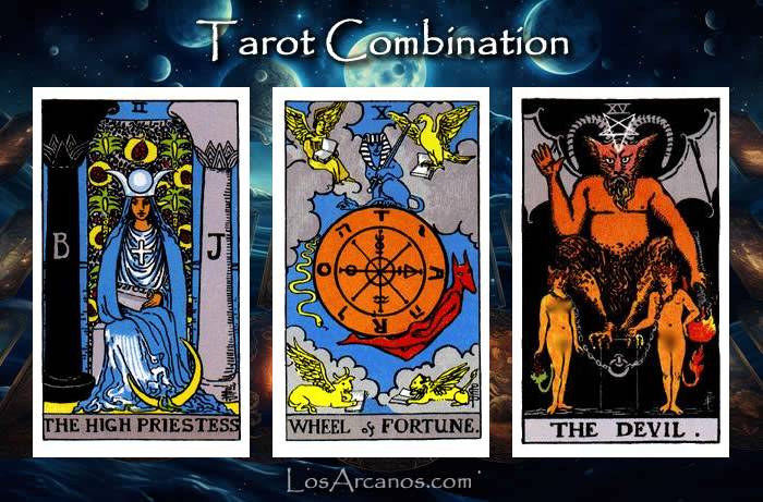 Combination THE HIGH PRIESTESS, WHEEL OF FORTUNE and THE DEVIL