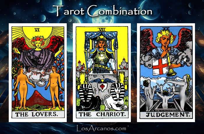 Combination THE LOVERS, THE CHARIOT and JUDGEMENT