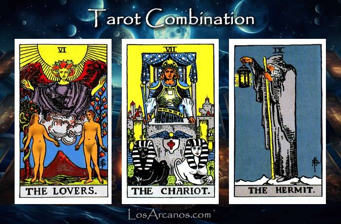 Combination THE LOVERS, THE CHARIOT and THE HERMIT