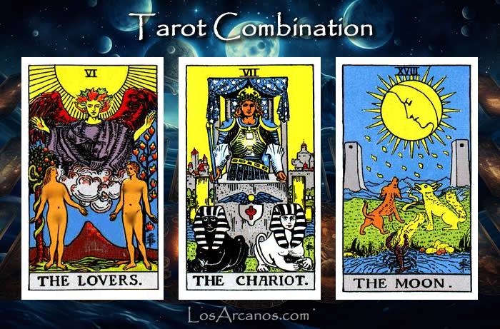 Combination THE LOVERS, THE CHARIOT and THE MOON