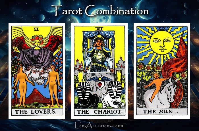 Combination THE LOVERS, THE CHARIOT and THE SUN