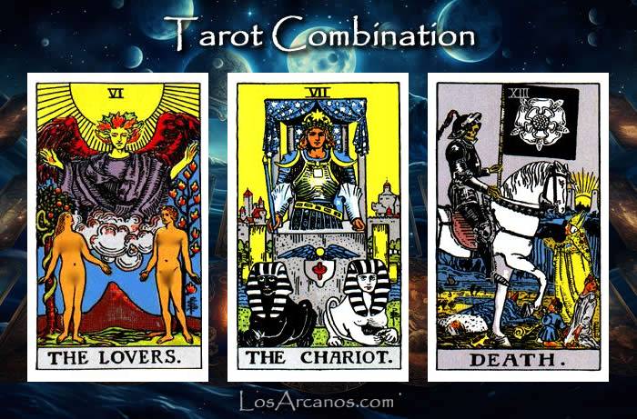 Combination THE LOVERS, THE CHARIOT and TRANSFORMATION