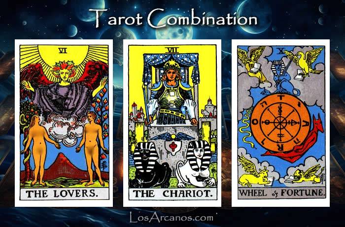 Combination THE LOVERS, THE CHARIOT and WHEEL OF FORTUNE