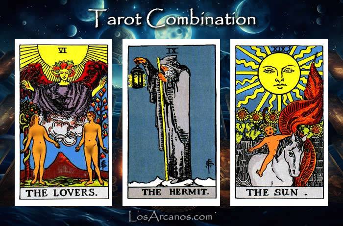 Combination THE LOVERS, THE HERMIT and THE SUN