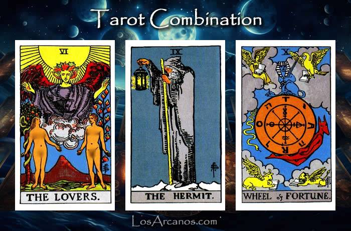 Combination THE LOVERS, THE HERMIT and WHEEL OF FORTUNE